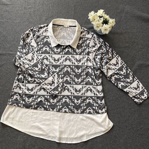 Eyeshadow Womens LS Layered-Look Pullover Blouse 3XL - Picture 2 of 12